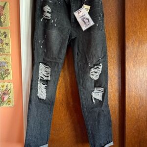 Distressed Vintage Reunion Rewash Black Jeans